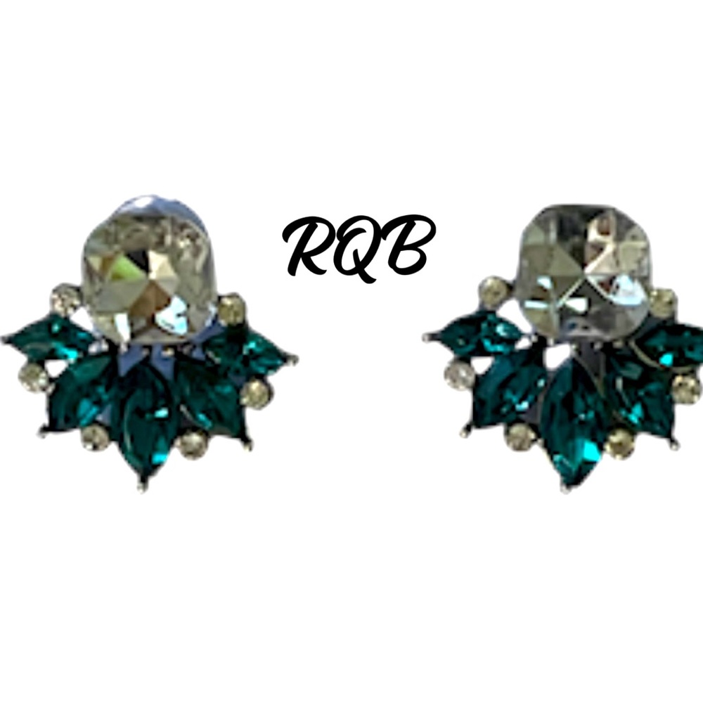 Emerald and Clear Post Cluster Earrings